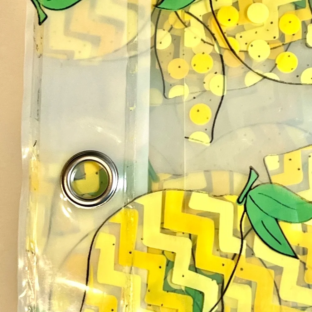 Lemons Peva Shower Curtain Polka Dots Zigzag Patterns Metal Grommets Bright